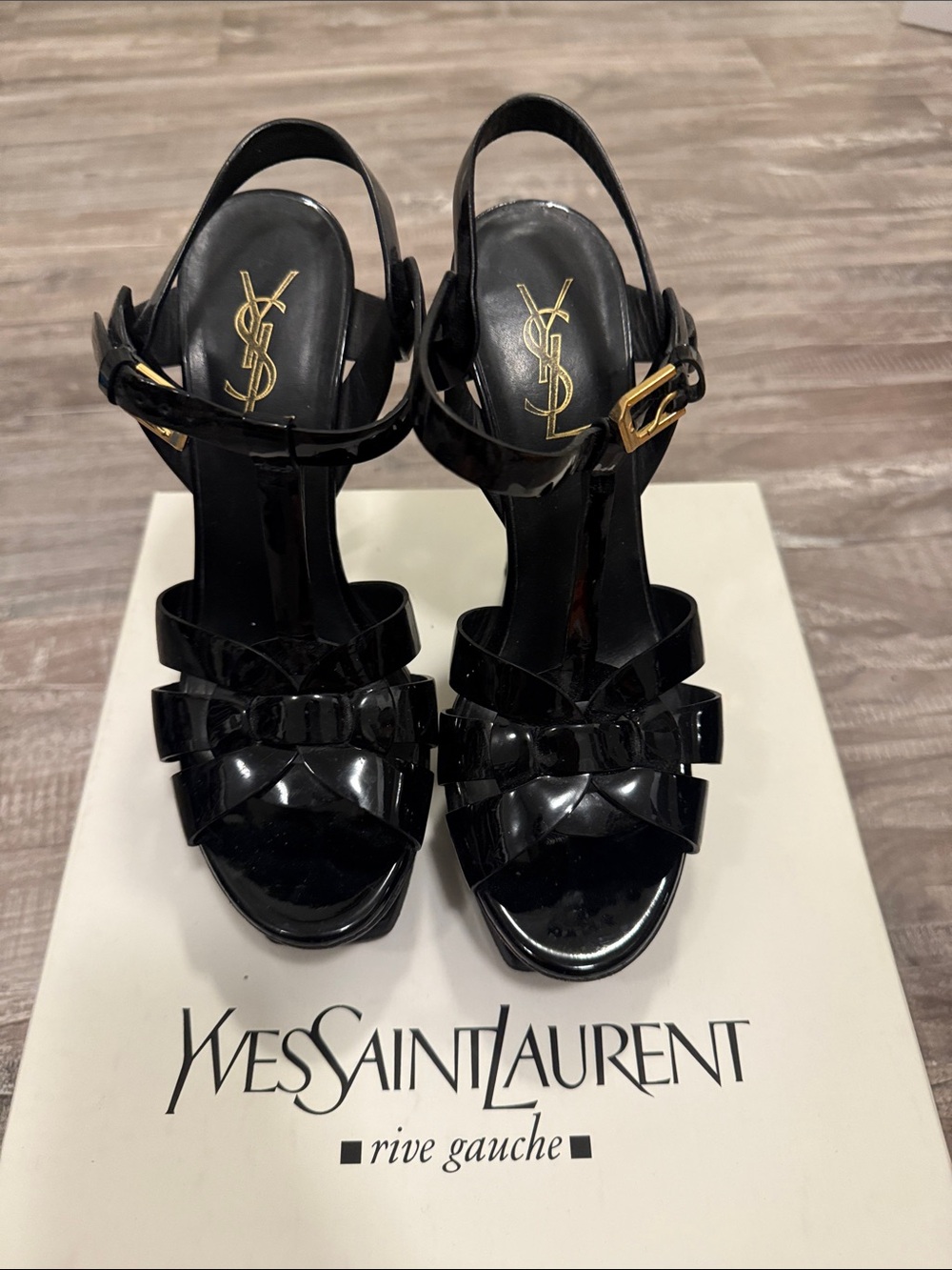 Yves Saint Laurent Tribute Patent Platform Sandals